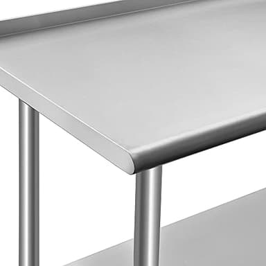 ROCKPOINT Stainless Steel Table for Prep & Work with Backsplash 24x60 Inches, NSF Metal Commercial Kitchen Heavy Duty Table with Adjustable Under Shelf and Table Foot for Restaurant, Home and Hotel - Image 5