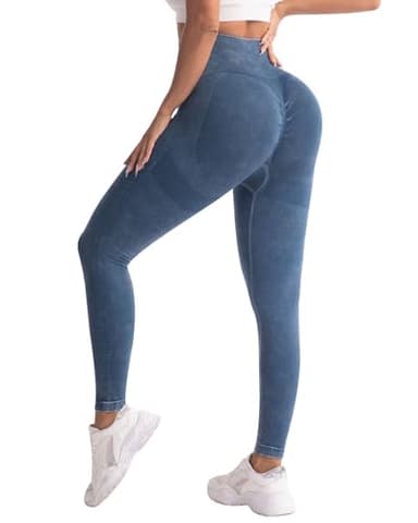 CHRLEISURE Workout Leggings Sets for Women, Gym Scrunch Butt Butt Lifting Seamless Leggings 3 Piece (Black,MS Black, Navy, XL) - Image 5
