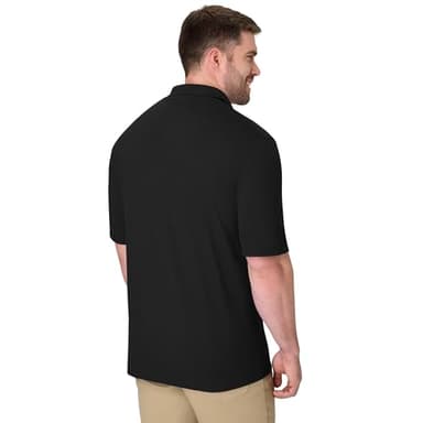 Hanes Mens Pique Short Sleeve Polo Shirt, Three-button Midweight For, Black, Medium US - Image 2