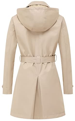CREATMO US Women's Trench Coats Casual Double Breasted Spring Fall Long Trench Coat with Belt Khaki M - Image 2