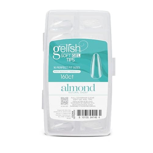 Gelish Soft Gel™ Tips – Professional Quality Press on Nails Extension for Strong, Long-Lasting Manicures – Easy Application, Natural Look, Pre-shaped False Nail (Short Almond, 160 Count) - Image 1