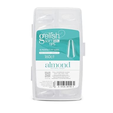 Gelish Soft Gel™ Tips – Professional Quality Press on Nails Extension for Strong, Long-Lasting Manicures – Easy Application, Natural Look, Pre-shaped False Nail (Short Almond, 160 Count) - Image 1