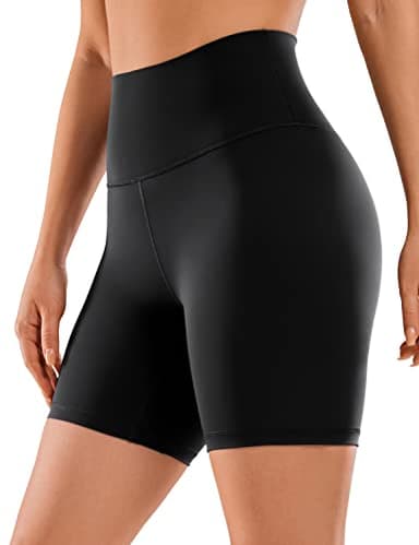 CRZ YOGA Women's Naked Feeling Biker Shorts - 6 Inches High Waist Yoga Workout Running Gym Spandex Black Small - Image 1