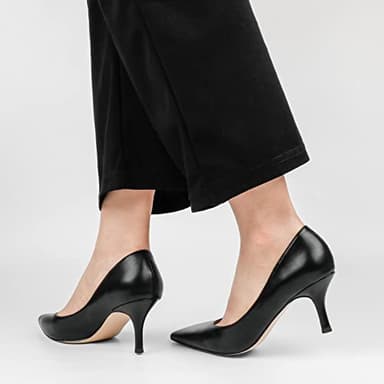 JOY IN LOVE Women's Shoes Low Heels Pointy Toe Kitten Heel Daily Pumps Black Matte 6 US - Image 6