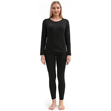 Thermal Underwear Women Ultra-Soft Long Johns Set Base Layer Skiing Winter Warm Top & Bottom Purple - Image 2