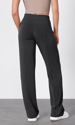 ODODOS Women's Modal Soft Wide Leg Pants with Pockets Adjustable Shockcord High Waist Casual Lounge Pants-27 Inseam, Black, Small - Image 4