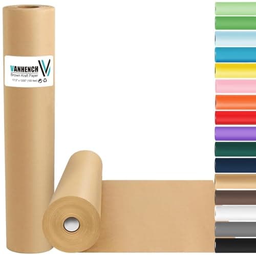 Vanhench Brown Wrapping Paper, Craft Kraft Paper 17.5"x 1200"(100') for Gift Wrapping Bulletin Board Arts & Crafts, Bouquet Flower Table Covering Poster Packing Shipping Christmas Supplies 70GSM 50LB - Image 1
