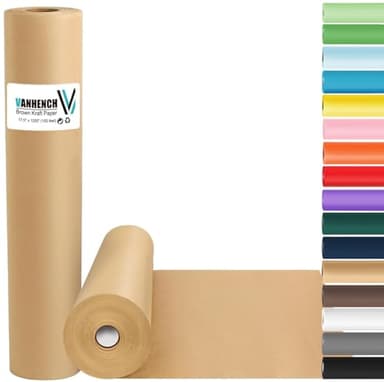 Vanhench Brown Wrapping Paper, Craft Kraft Paper 17.5"x 1200"(100') for Gift Wrapping Bulletin Board Arts & Crafts, Bouquet Flower Table Covering Poster Packing Shipping Christmas Supplies 70GSM 50LB - Image 1