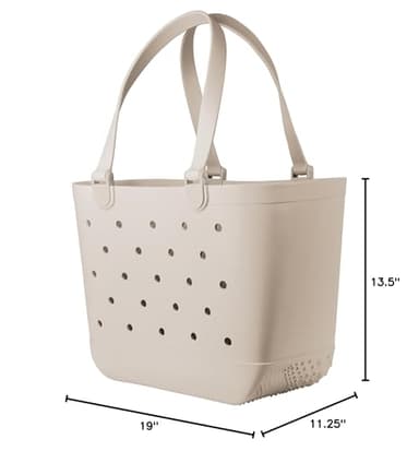 Simple Modern Extra-Large Beach Bag | Waterproof Getaway Rubber Tote with Zipper Pocket for Travel, Pool, Boat, Groceries, Sports | Almond Birch - Image 9