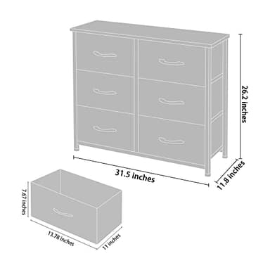 AZL1 Life Concept 6 Drawers Fabric Dresser, Tower Dresser for Bedroom, Hallway, Nursery, Entryway, Closets, Sturdy Metal Frame, Wood Tabletop, Easy Pull Handle, Ivory - Image 3