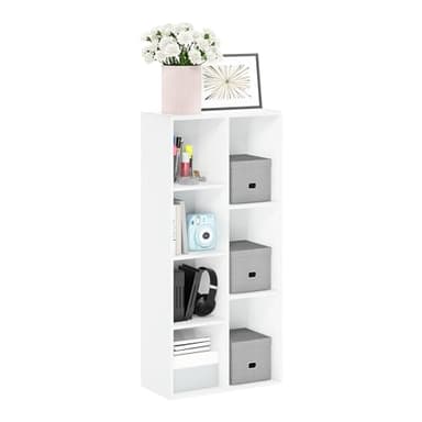 Furinno Luder Bookcase / Book / Storage , 7-Cube, White - Image 1