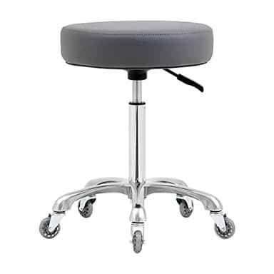 Ainilaily Rolling Stool with Wheels, Heavy Duty 400 lbs Stool for Shop Guitar Lab Tattoo Workbench Medical, Adjustable Swivel Chair (Grey) - Image 1