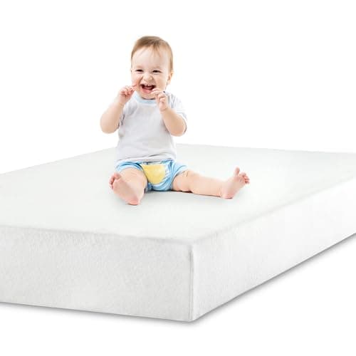 Rengue Crib Mattress, Pack and Play Mattress Pad, Dual-Sided Baby and Toddler Mattress with Memory Foam and Removable Cover, Fits Standard Size Cribs and Toddler Bed, 52" x 28" - Image 1