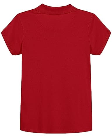 IZOD girls School Uniform Short Sleeve Interlock Polo Shirt, Red, 8 10 US - Image 2