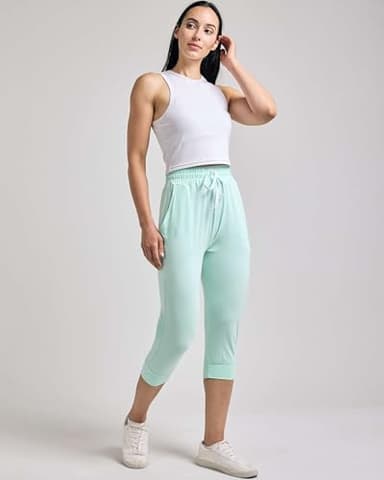Real Essentials 3-Pack: Women's Ultra Soft Lounge Capri Joggers Sweatpants Athletic Yoga with Pockets(Available in Plus Size) - Set 5, S - Image 2