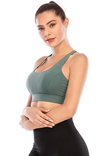 RUNNING GIRL Sports Bras for Women Backless Padded Sports Bra Tank Top Long Line Gym High Impact Sports Bra Push up(WX2569Ash Green,S) - Image 2