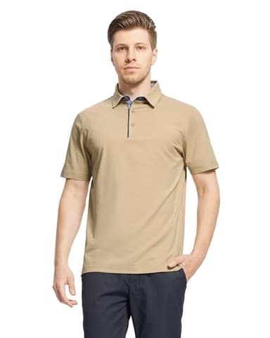 VEBOON Men's Short Sleeve Polo Shirt Plain Classic Fit Lightweight Casual Business Office Collared Polo Shirts Men - Image 2