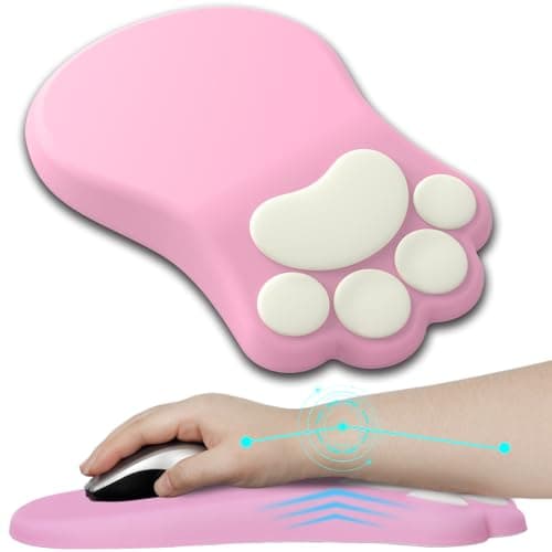 L-SPOUTTO Ergonomic Mouse Pad with Wrist Rest,Cute Cat Paw Mousepad Wrist Support,Comfortable Massage Design Computer Pain Relief Mouse Pad with Non-Slip PU Base for Desk Laptop Gaming Office,Pink - Image 1