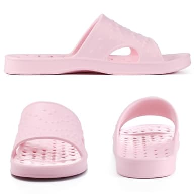 shevalues Shower Shoes for Women Men with Arch Support Quick Drying Pool Slides Lightweight Beach Sandals with Drain Holes, Pink 8-9 Women / 6.5-7.5 Men - Image 4