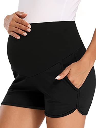 fitglam Women's Maternity Shorts Over Belly Pregnancy Lounge Workout Running Pajama Sleep Shorts with Pockets - Image 1