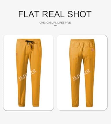 JMIERR Mens Casual Joggers Pants - Cotton Drawstring Chino Cargo Pants Twill Track Jogging Sweatpants Travel Essentials with Pockets, M, Yellow - Image 5