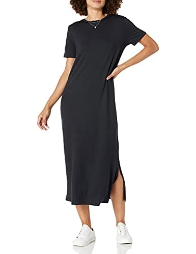 The Drop Women's Cora T-Shirt Midi Dress, Black, M - Image 1