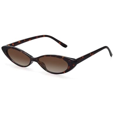 STORYCOAST Retro Cat Eye Sunglasses for Women Vintage 90S Trendy Small Frame Sun Glasses Skinny Oval Shades UV400 Protection Tortoise Frame-Gradient Brown Lens - Image 1