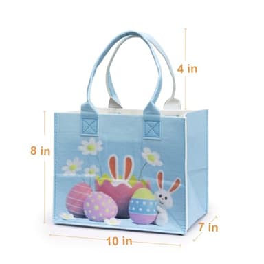 Easter Basket, Blue Easter Baskets for Kids, Cute Personalized Easter Basket with Handle for Easter Party - Image 2