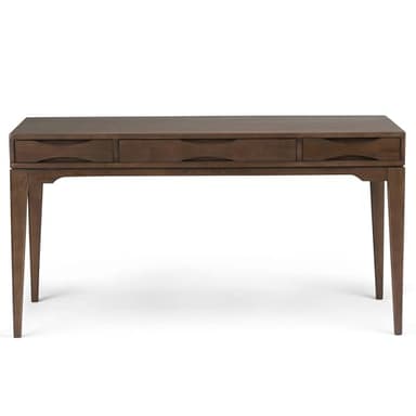 SIMPLIHOME Harper Desk - 60-Inch Wide Solid Hardwood Writing Desk in Walnut Brown, Mid-Century Modern Home Office Computer Table for Workspace or Study with 2 Drawers and Flip-Down Keyboard Tray - Image 6