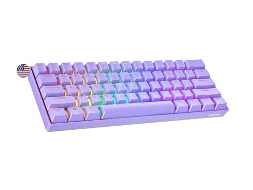 Geeky GK61 60% | Hot Swappable Mechanical Gaming Keyboard | 61 Keys Multi Color RGB LED Backlit for PC/Mac Gamer | ANSI US American Layout (Lavender, Mechanical Blue) - Image 1