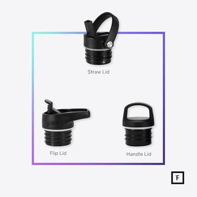 IRON °FLASK Camping & Hiking Hydration Canteens - 3 Lids (Narrow Straw Lid) Leak Proof Vacuum Insulated Stainless Steel - Hot & Cold Double Walled Sports Water Bottle - Midnight Black, 24 Oz - Image 3