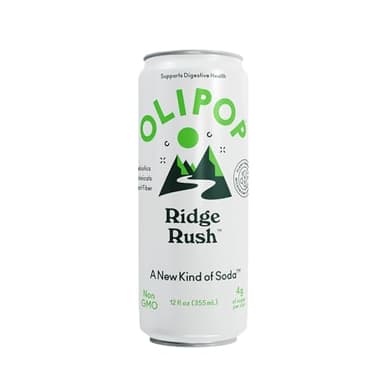 OLIPOP Sparkling Prebiotic Soda, Ridge Rush, Pantry Pack Packed with Prebiotics, Fiber, and Botanicals, Gluten Free, Vegan, GMO Free, 12oz Skinny Can (12 Pack) - Image 2
