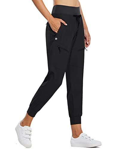 baleaf Women's Joggers Lightweight Hiking Pants High Waist 5 Zipper Pockets Quick Dry Travel Athletic UPF50+ Black S - Image 1