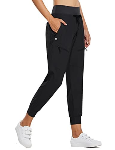 baleaf Women's Joggers Lightweight Hiking Pants High Waist 5 Zipper Pockets Quick Dry Travel Athletic UPF50+ Black S - Image 1