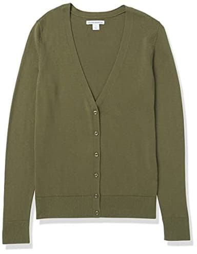 Amazon Essentials Women's Lightweight V-Neck Cardigan Sweater (Available in Plus Size), Olive, Medium - Image 6
