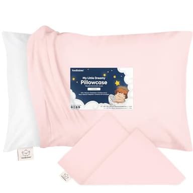 KeaBabies Toddler Pillowcase 13"x18" - Organic Cotton Toddler Pillowcase for Kids, Boys, Girls, Soft & Durable Cotton Cover for Miniature Sleepy Pillows, Cute Colors, Pillow Sold Separately(Mist Pink) - Image 1