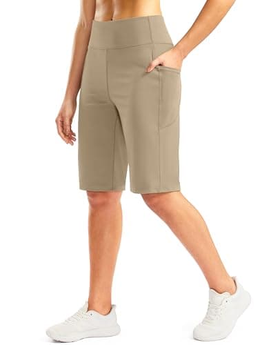 G Gradual Bermuda Shorts for Women with Pockets 12" Knee Length Women's High Waisted Stretch Long Shorts Walking Casual(Khaki,XXL) - Image 1