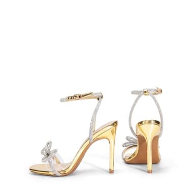 DREAM PAIRS Women's Double Bowknots Crystal Sandals Clear Slingback Heels Square Toe Shoes for Party Wedding Brielle,Size 8,Gold-Pat,SDHS2389W - Image 4