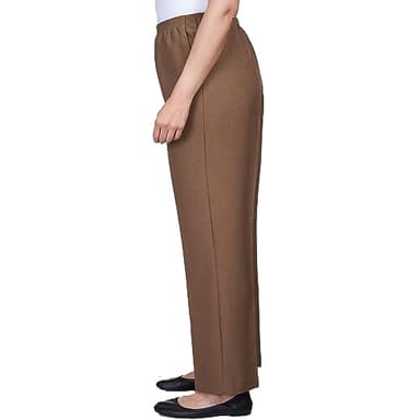 Alfred Dunner Womens Classic Signature Fit Textured Trousers with All-Around Elastic Waistband Taupe Size 18 - Image 4