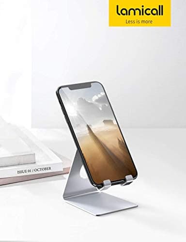 Lamicall Cell Phone Stand, Desk Phone Holder Cradle, Compatible with Phone 12 Mini 11 Pro Xs Max XR X 8 7 6 Plus SE, All Smartphones Charging Dock, Office Desktop Accessories - Silver - Image 7