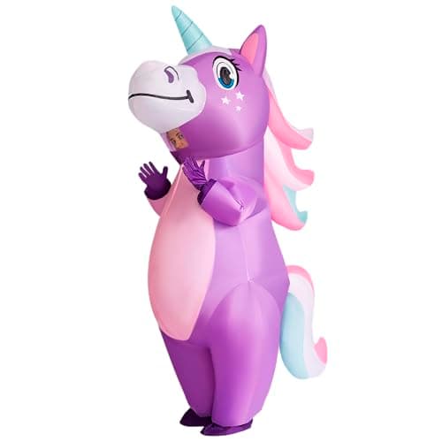 Spooktacular Creations Halloween Inflatable Costume, Full Body Unicorn Blow Up Costume for Adults Dress Up Holiday Themed Cosplay Parties(Purple) - Image 1