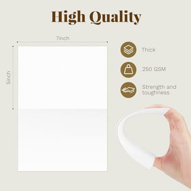 Goefun Blank Note Cards and Envelopes 5 x 7 Folded Cardstock and A7 Envelopes Self Seal 100 Pack for Invitations, Wedding, DIY Greeting Cards, Birthday - Image 2