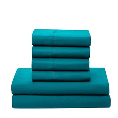 Sweet Home Collection 7 Piece Comforter Set Bag Solid Color All Season Soft Down Alternative Blanket & Luxurious Microfiber Bed Sheets, Teal, Full - Image 4