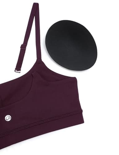 CRZ YOGA Womens Butterluxe Adjustable Spaghetti Strap Sports Bra - Scoop Neck Wireless Padded Yoga Workout Crop Top Deep Purple XX-Small - Image 6