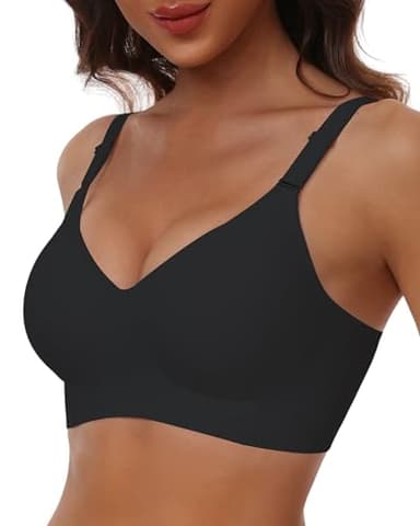 HORISUN Seamless Bra Full Coverage Wireless Bra for Women with Support(Black XL) - Image 1