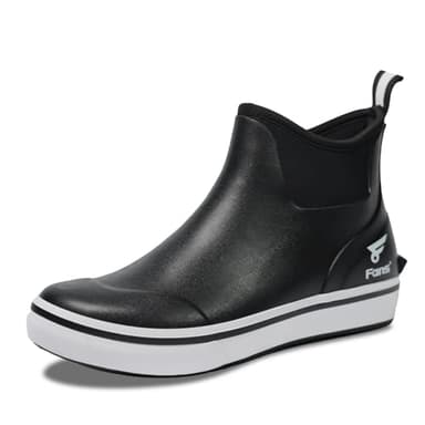 8 Fans Mens Deck Boots, Waterproof Rubber Rain Boots, Anti-slip Fishing Booties, Short Ankle Shoes for Boating, Outdoor, Size 7-14 (Black, Adult, Men, 12, Numeric, US Footwear Size System, Medium) - Image 1