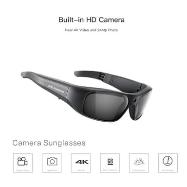 OhO sunshine Ultra 4K Camera Glasses,512GB Built-in Memory Smart Glasses with UV400 Sunglasses Lens for Outdoor Sport - Image 3