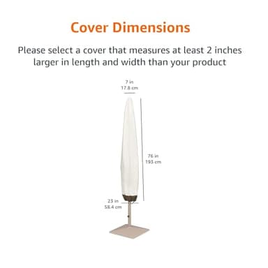 Amazon Basics Outdoor Patio Umbrella Cover, Waterproof, Anti-UV, Durable, Beige/White, 7" x 23" x 76" - Image 2