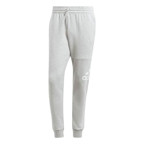 adidas Men's Essentials Fleece Tapered Cuff Big Logo Pants, Medium Grey Heather - Image 1