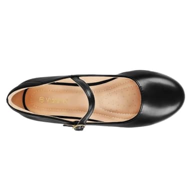 Viapipa Womens Mary Jane Shoes Comfortable Strap Flats Dressy Casual Ballet Flats Shoes Floral Buckle Round Toe Black Flats Shoes for Women MatteBlack Size8 - Image 2